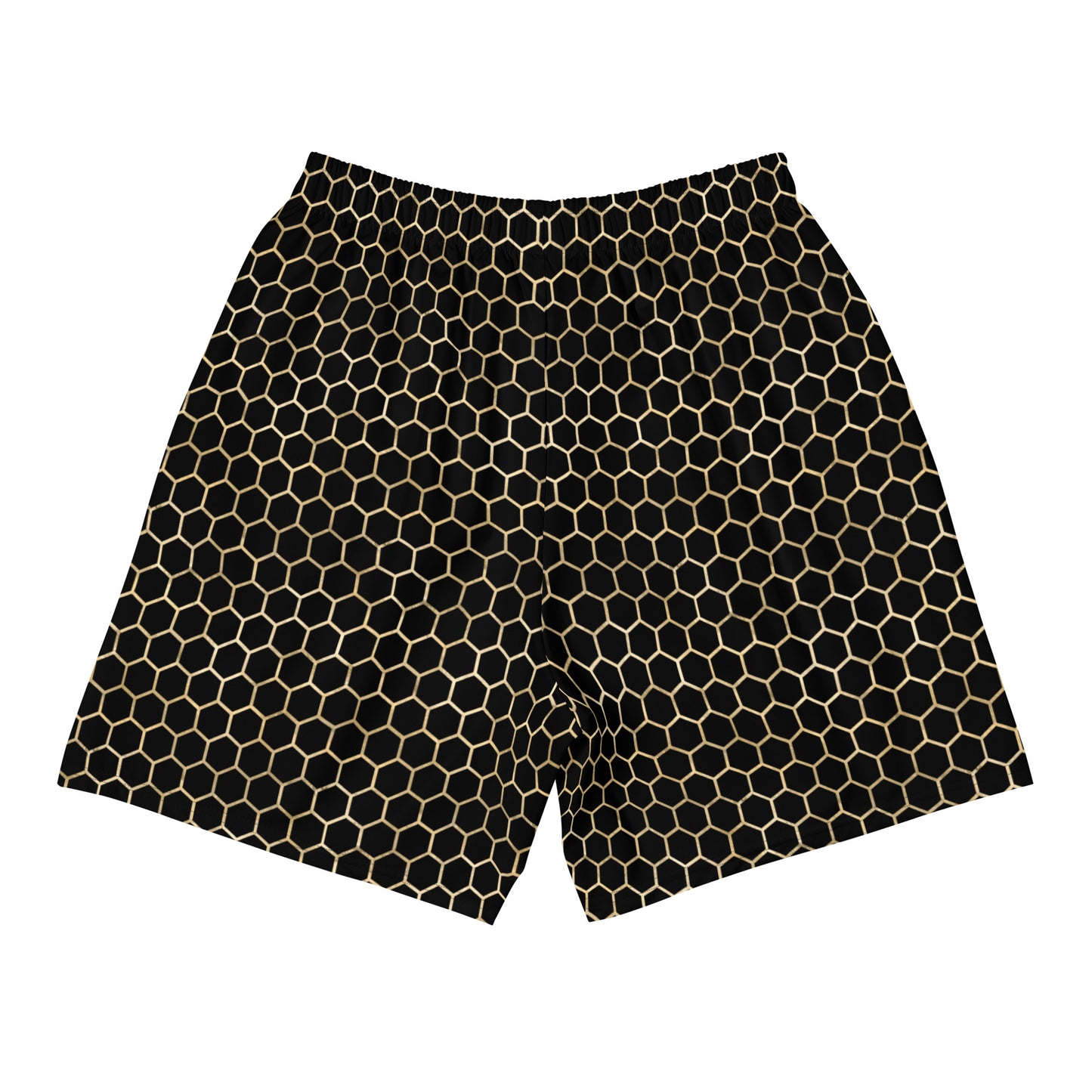 Long Swim Shorts - Black and Gold Honeycomb
