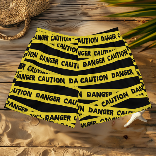 Caution Tape Print Swim Shorts (short)