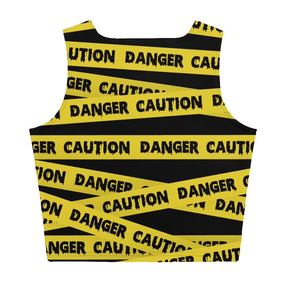 Caution Tape Print Crop Top