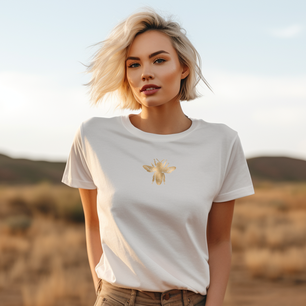 Gold Bee Short-Sleeve Unisex T-Shirt - White or Tan