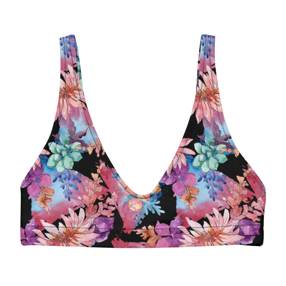 Cactus Flower Recycled Padded Bikini (top only)