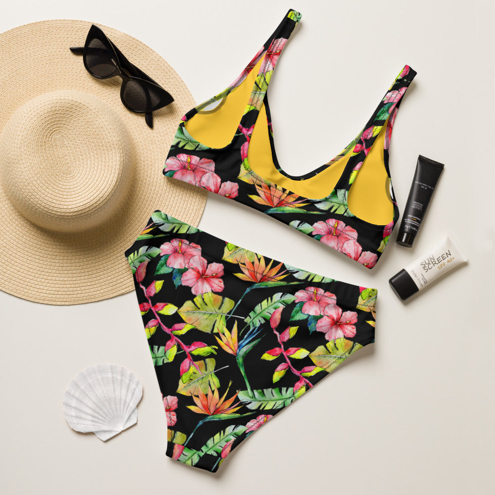 Tropical Rainforest with Frogs - Recycled high-waisted bikini