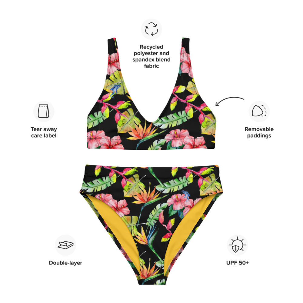 Tropical Rainforest with Frogs - Recycled high-waisted bikini