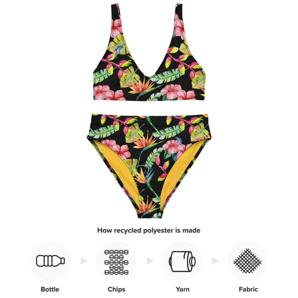 Tropical Rainforest with Frogs - Recycled high-waisted bikini