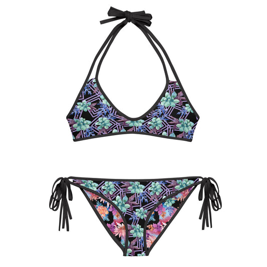 Reversible String Bikini - Cactus Flower and Desert Rosette print