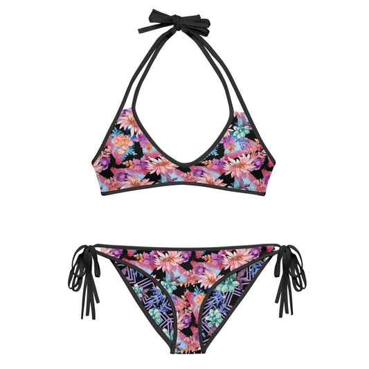 Reversible String Bikini - Cactus Flower and Desert Rosette print