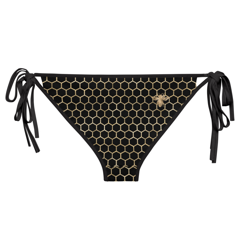Bikini Bottom - Black and Gold Honeycomb and Roses
