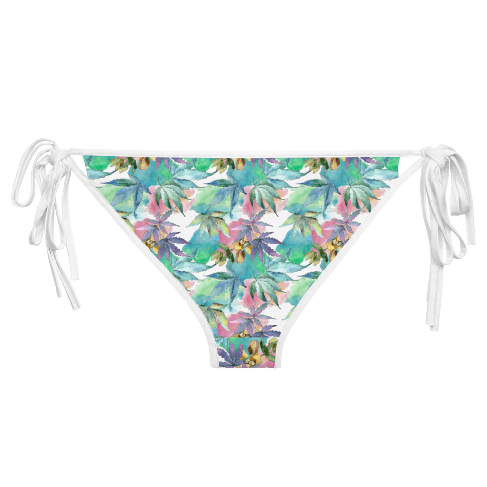 Bikini Bottom - Blue Cannabis Leaf Print