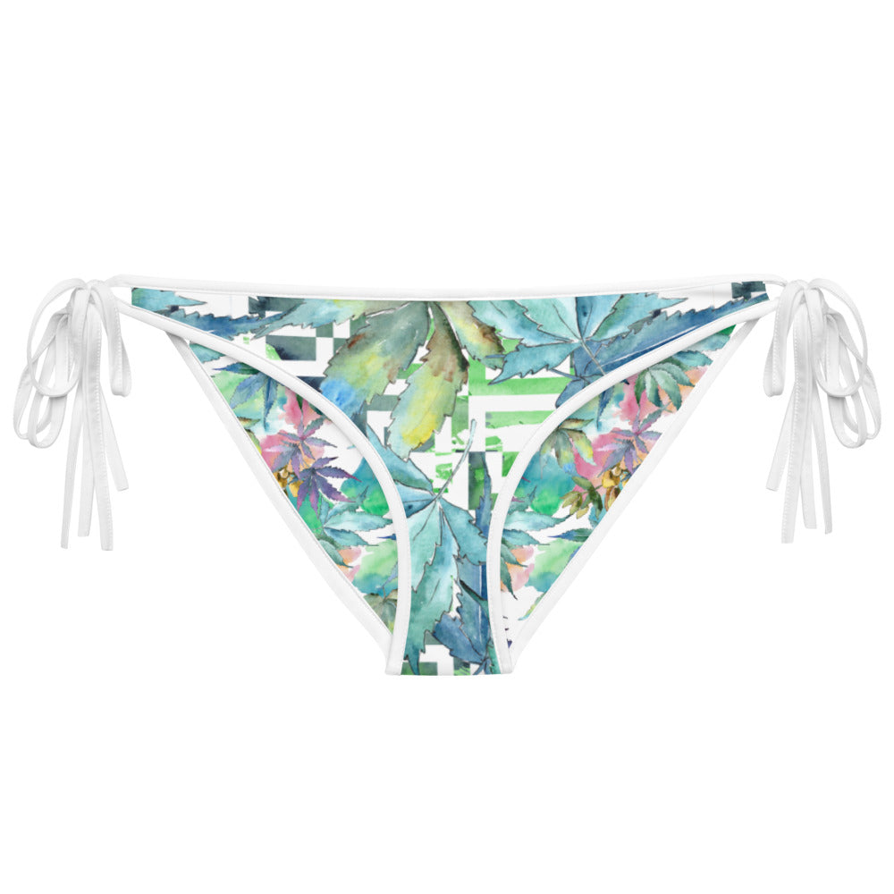 Bikini Bottom - Blue Cannabis Leaf Print