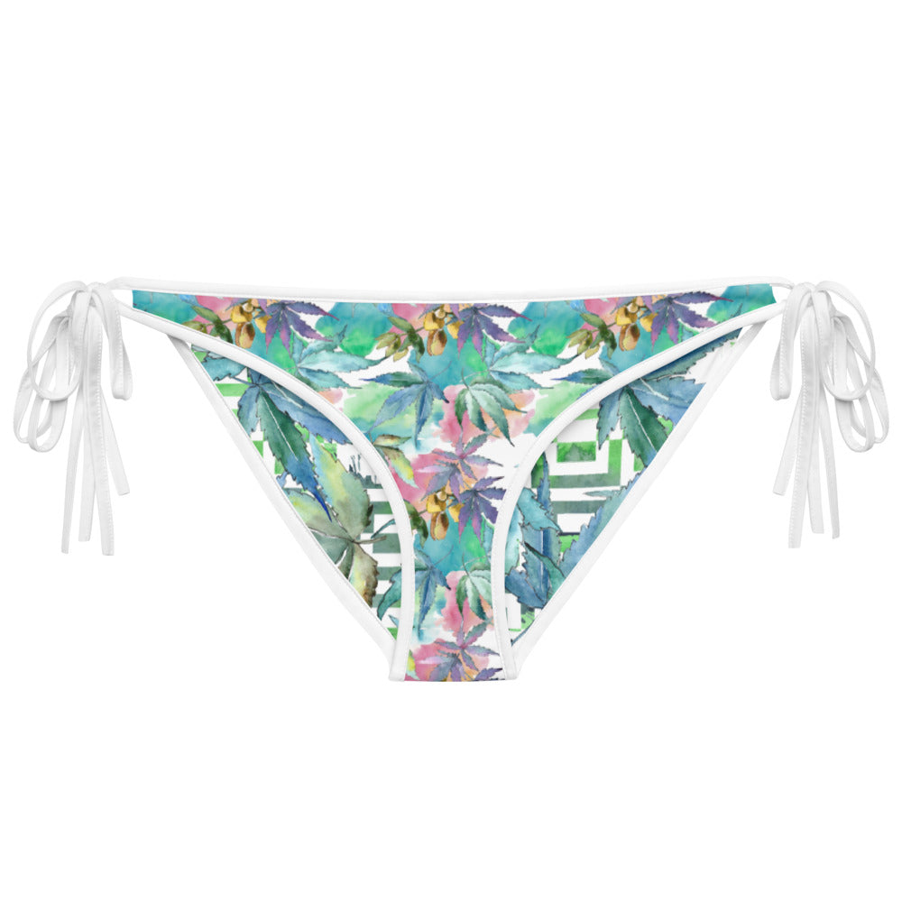 Bikini Bottom - Blue Cannabis Leaf Print