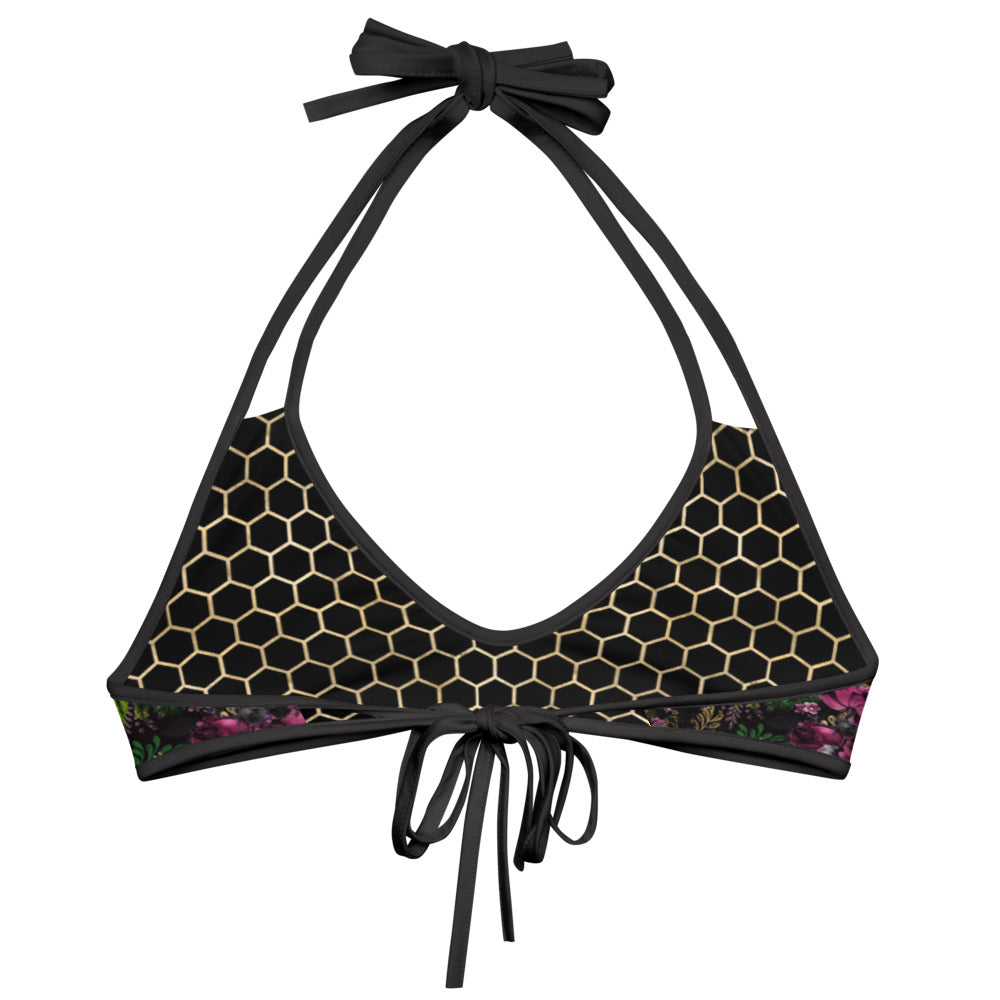 Honeycomb and Roses Reversible Bikini Top