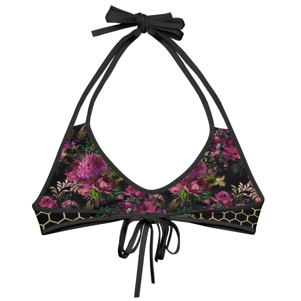 Honeycomb and Roses Reversible Bikini Top