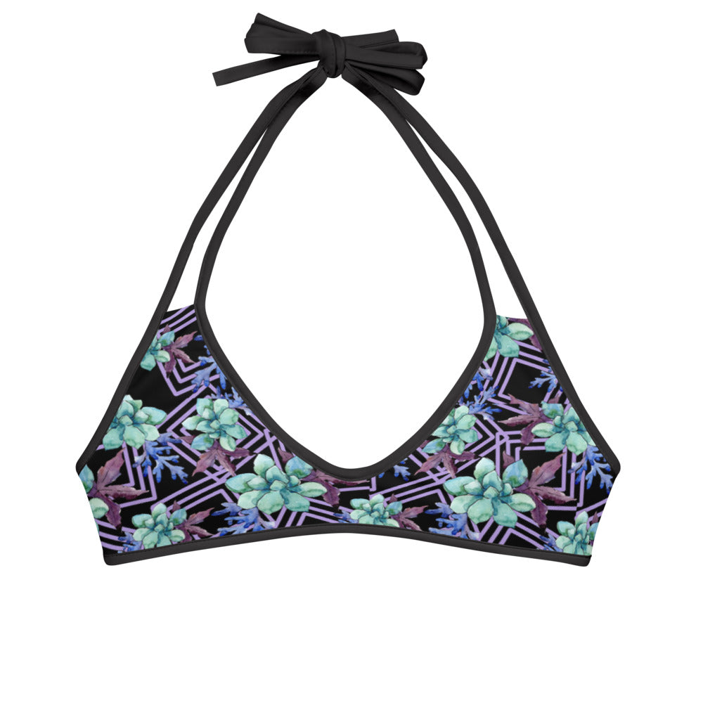 Cactus Flower Reversible Bikini Top
