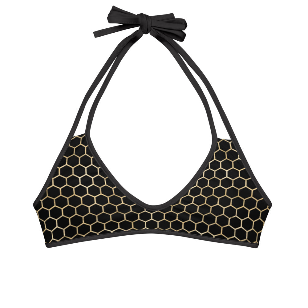 Honeycomb and Roses Reversible Bikini Top