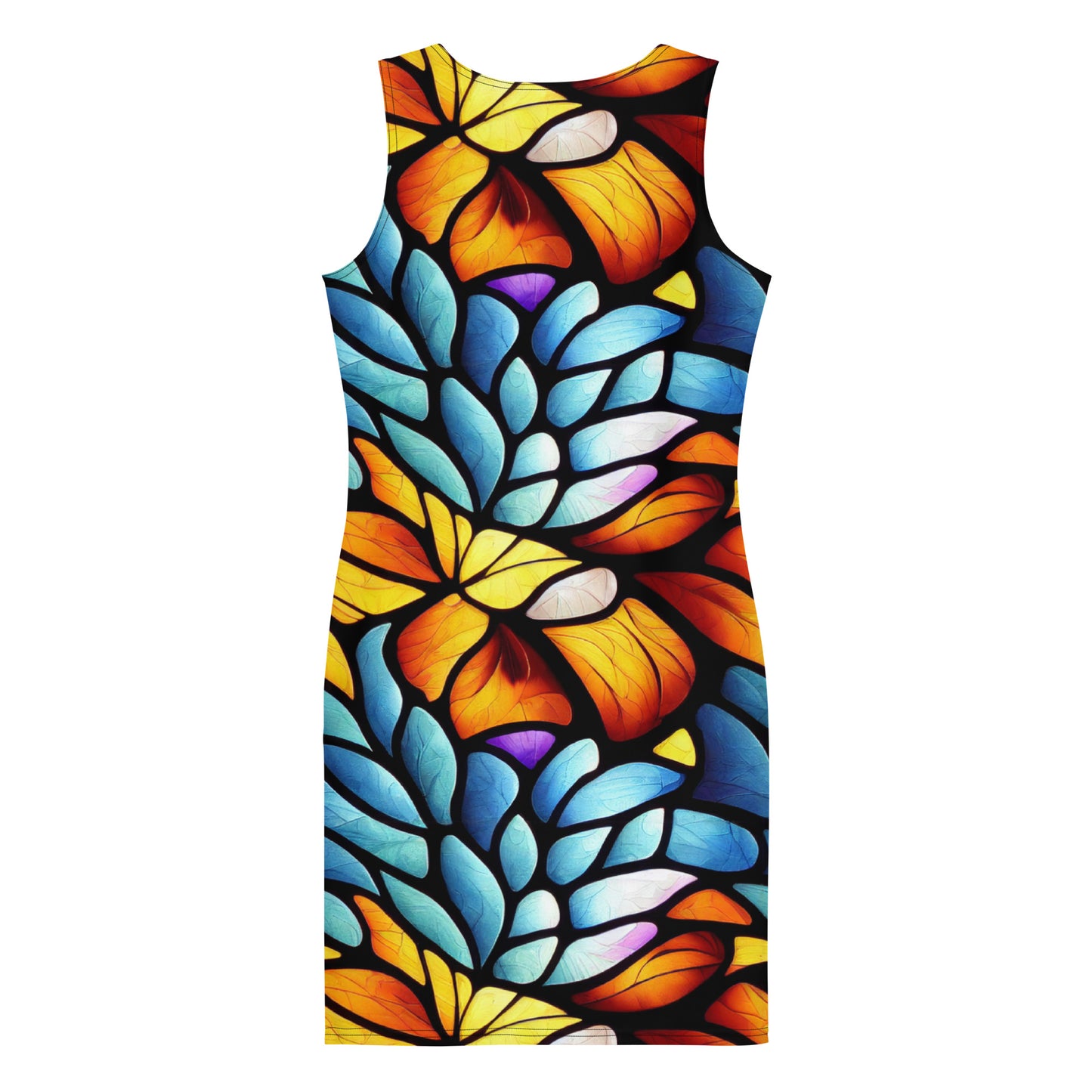 Orange and Blue Sea Glass Fitted Dress