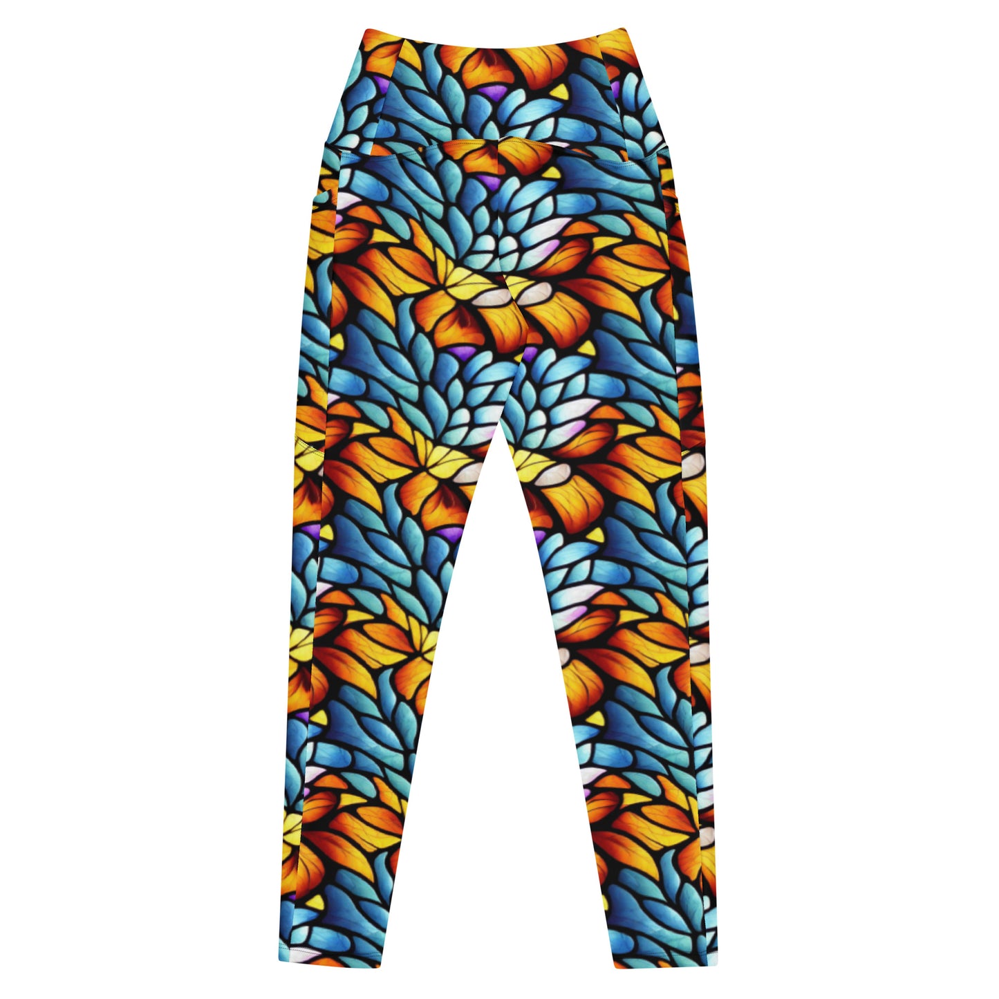 Orange and Blue Sea Glass - Leggings with Pockets