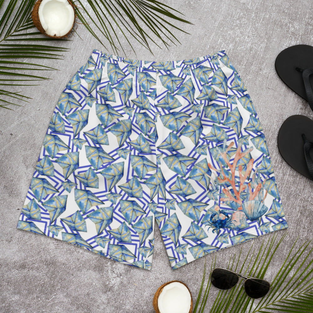 Long Swim Shorts - Blue Crab and Coral
