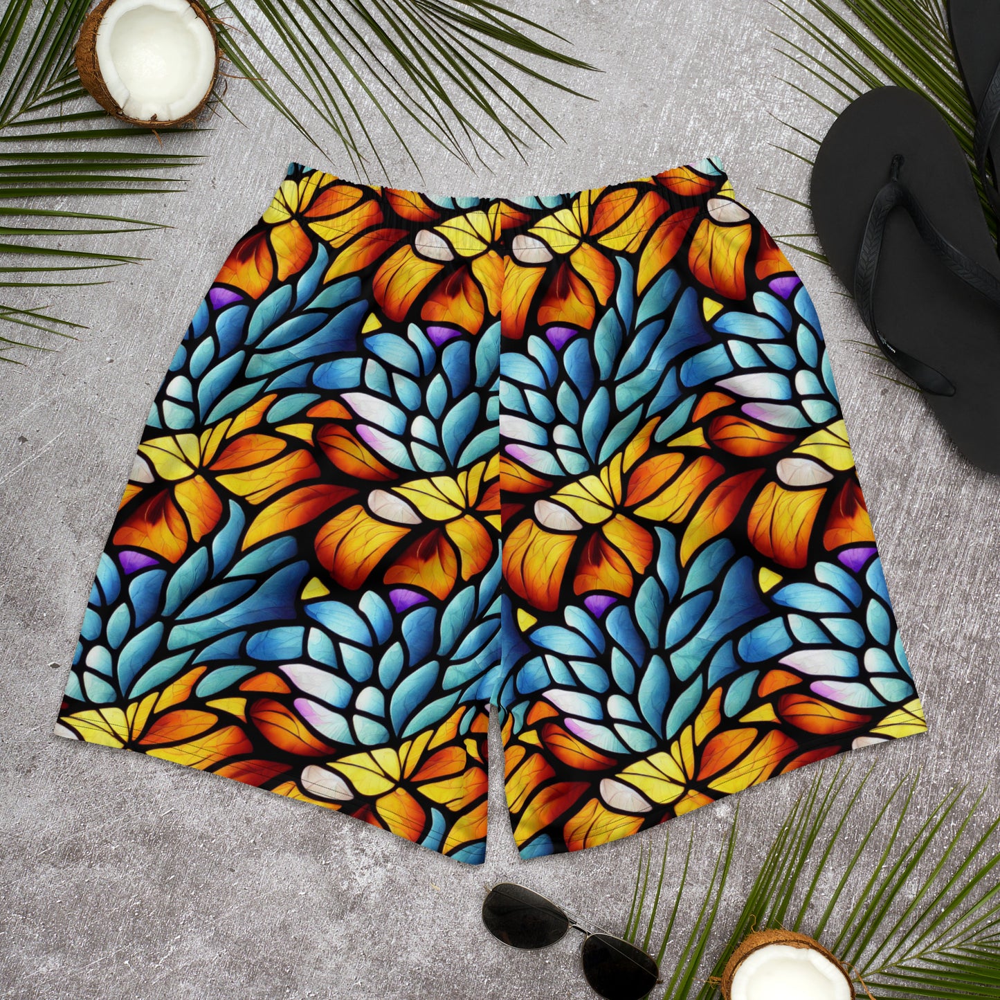 Orange and Blue Sea Glass (Long) Board Shorts