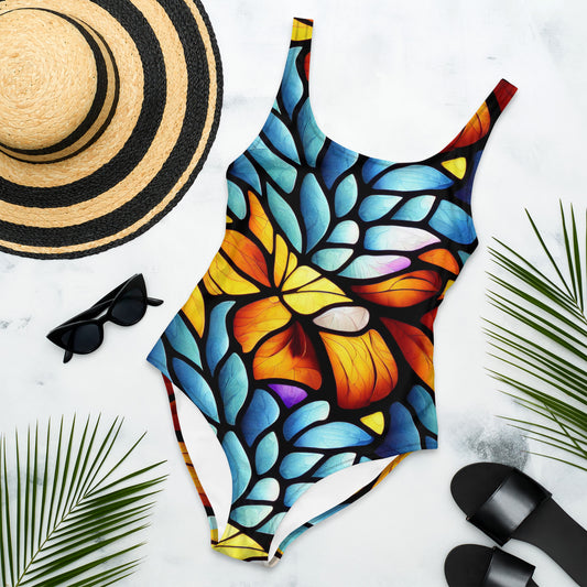 Orange and Blue Sea Glass - One Piece Swimsuit