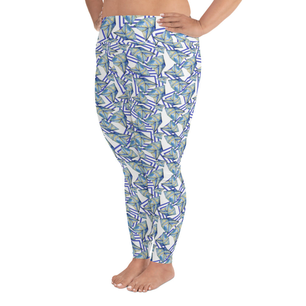Blue Crab Print Leggings - (2XL-6XL)