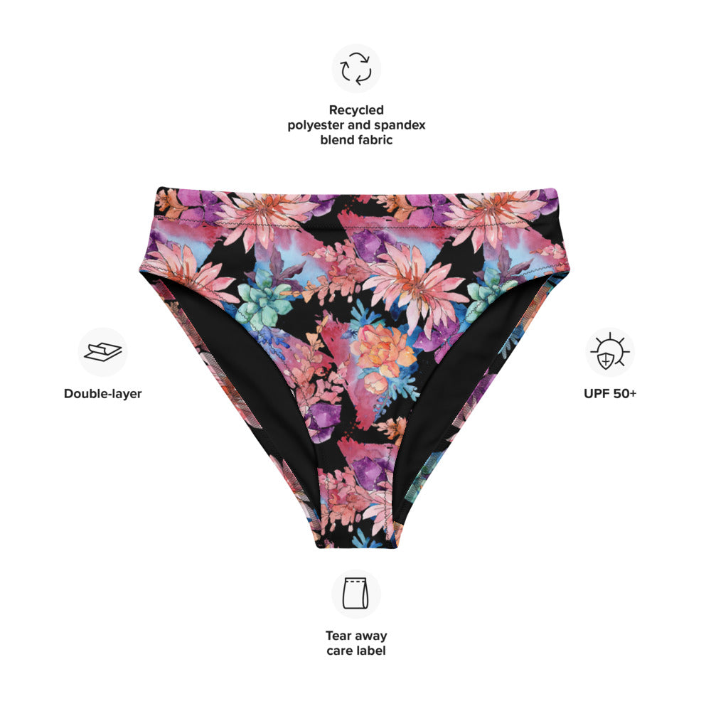Recycled High-Waisted Bikini (Bottom Only) - Cactus Flower