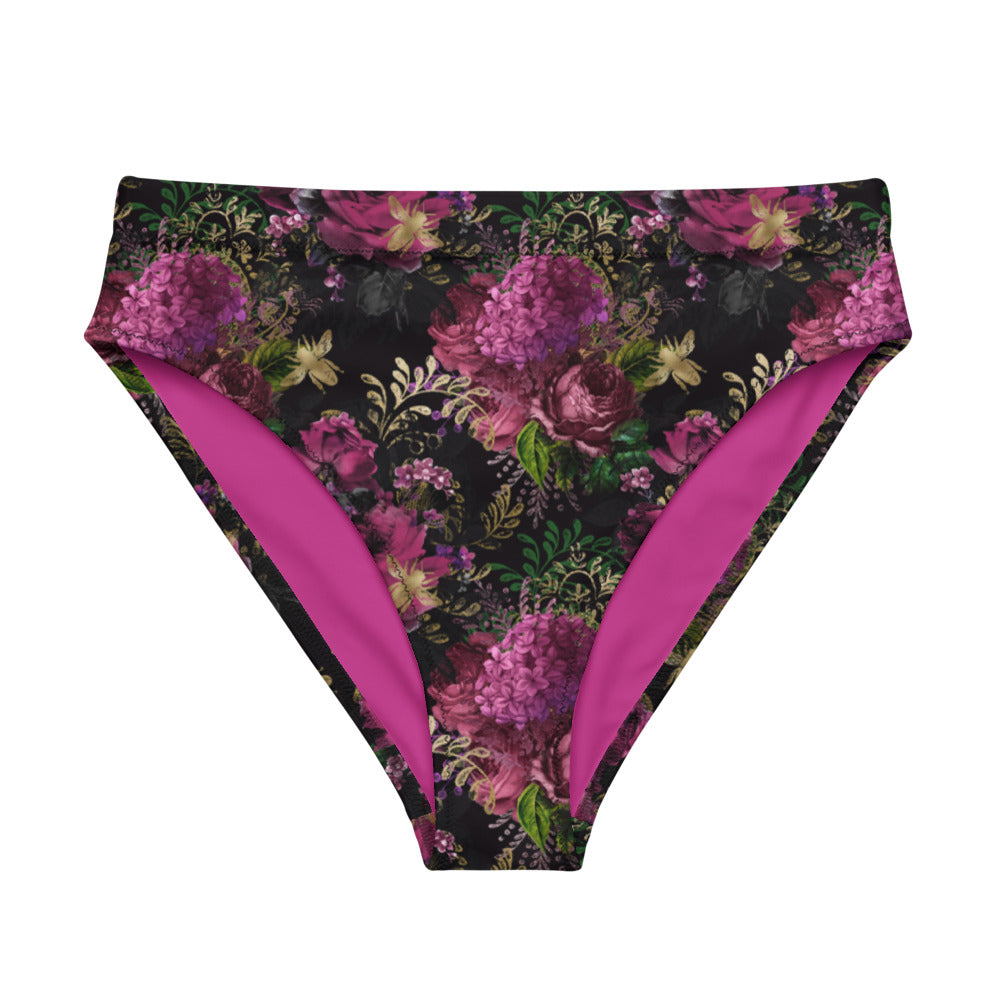 Recycled high-waisted bikini bottom - Bee with Roses
