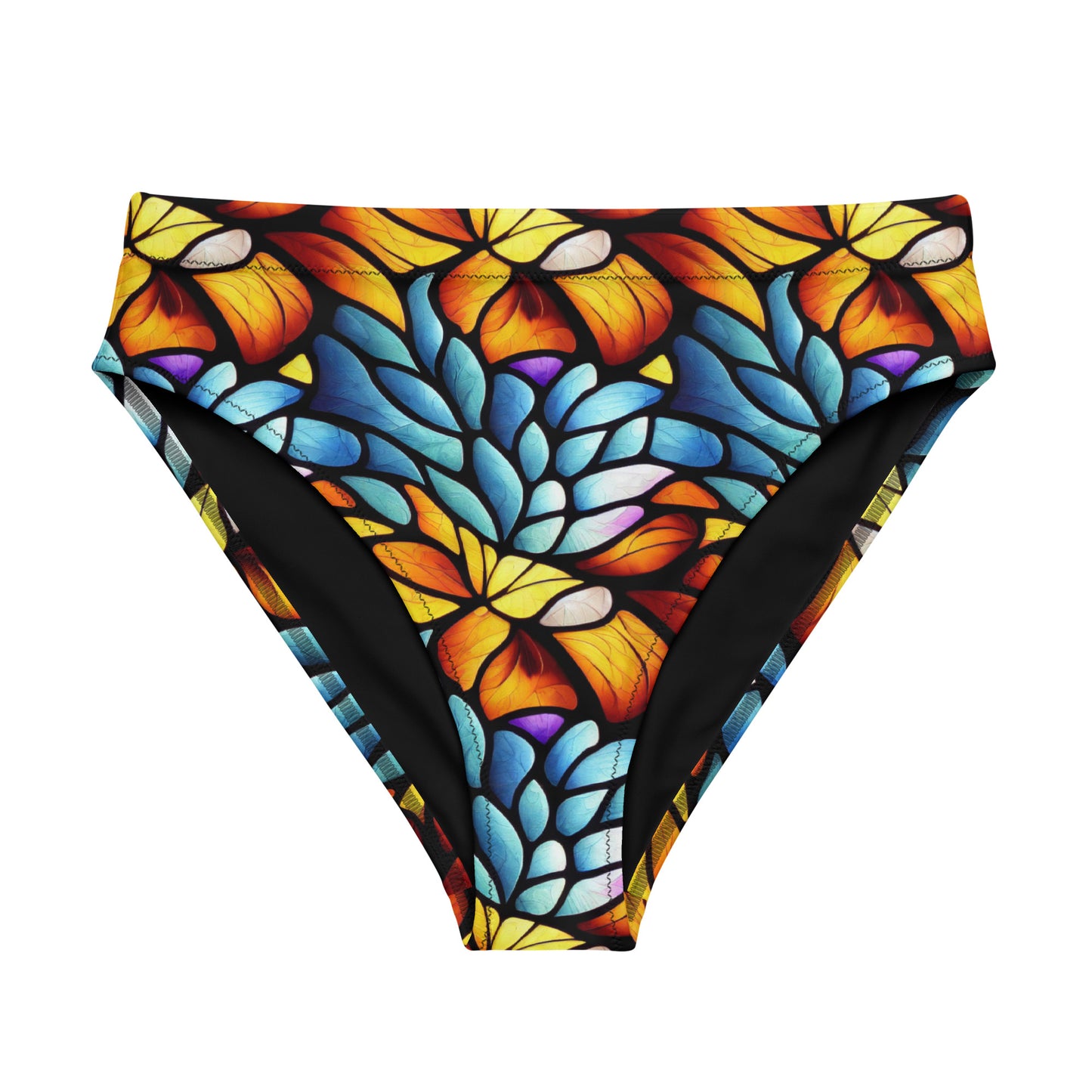 Orange and Blue Sea Glass - High-Waisted Bikini Bottom
