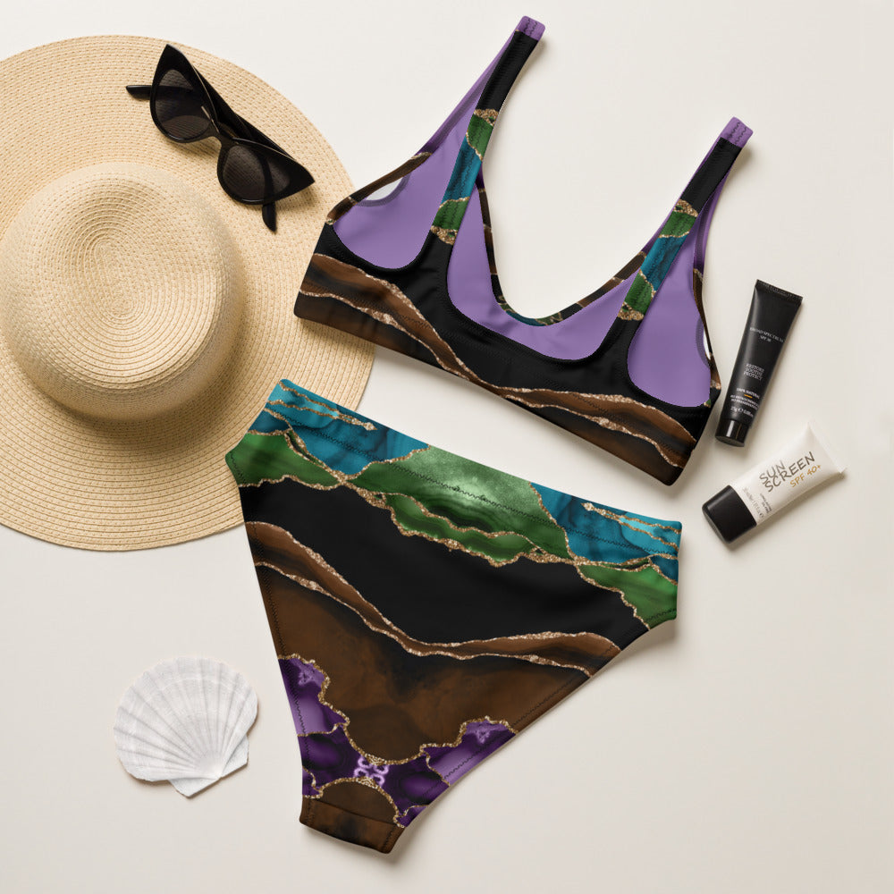 Recycled high waisted bikini - Midnight Agate 2