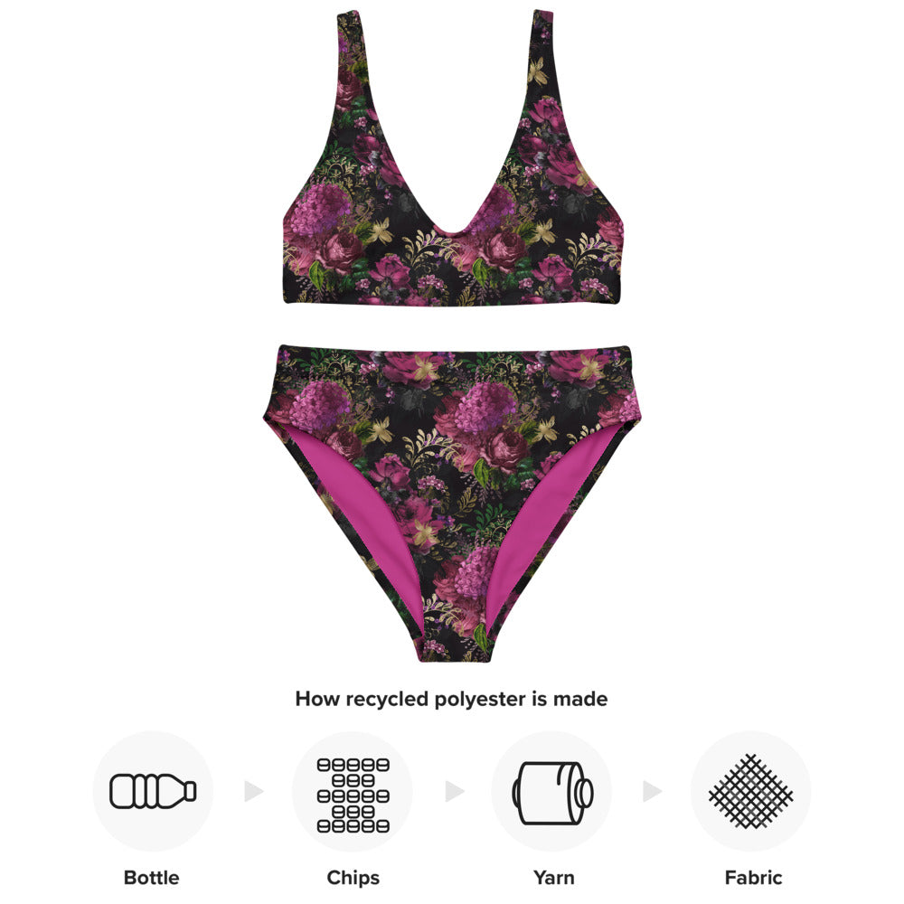 Recycled high-waisted bikini - Bee with Roses