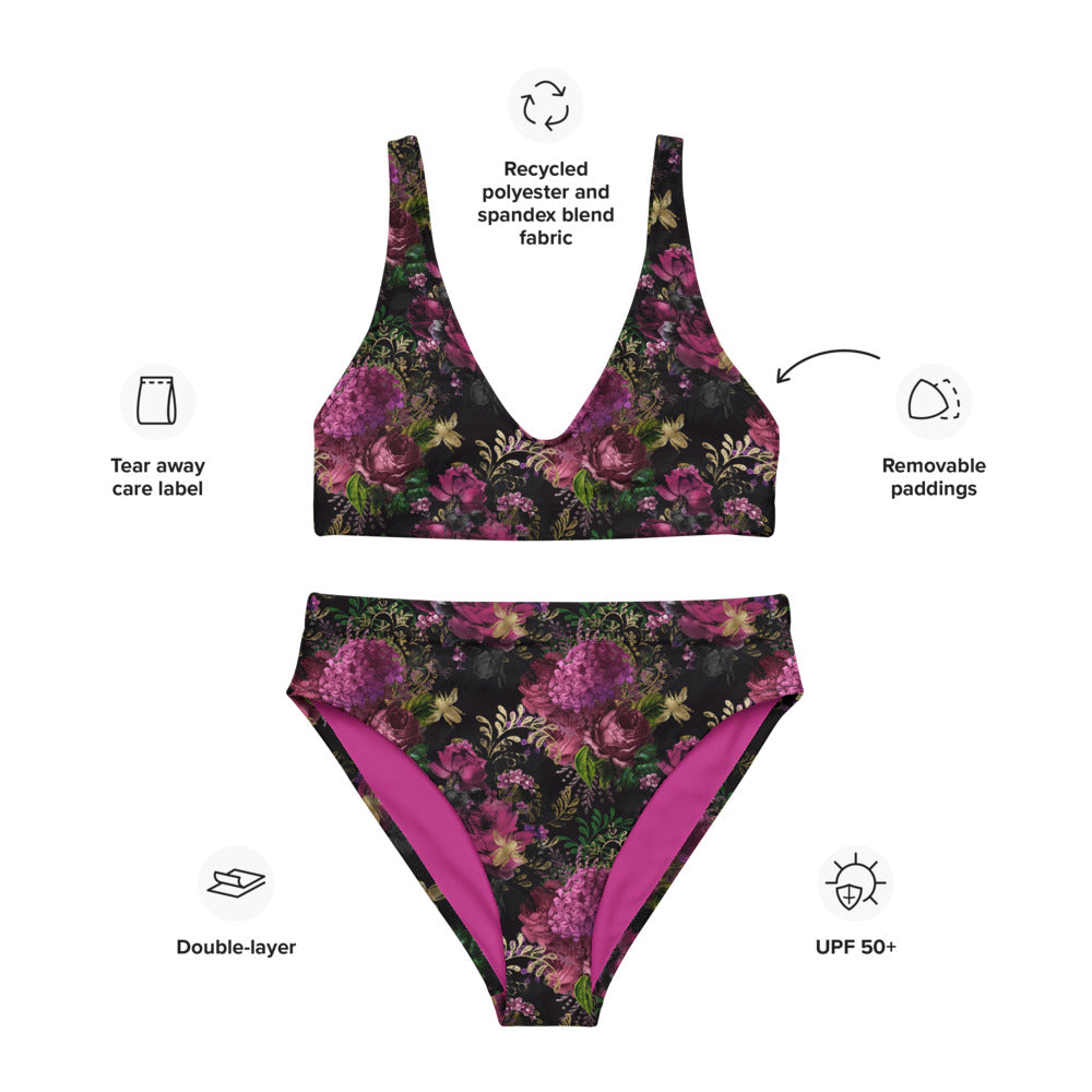 Recycled high-waisted bikini - Bee with Roses
