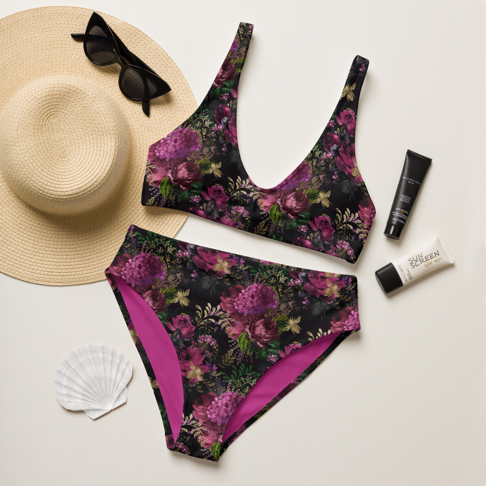 Recycled high-waisted bikini - Bee with Roses