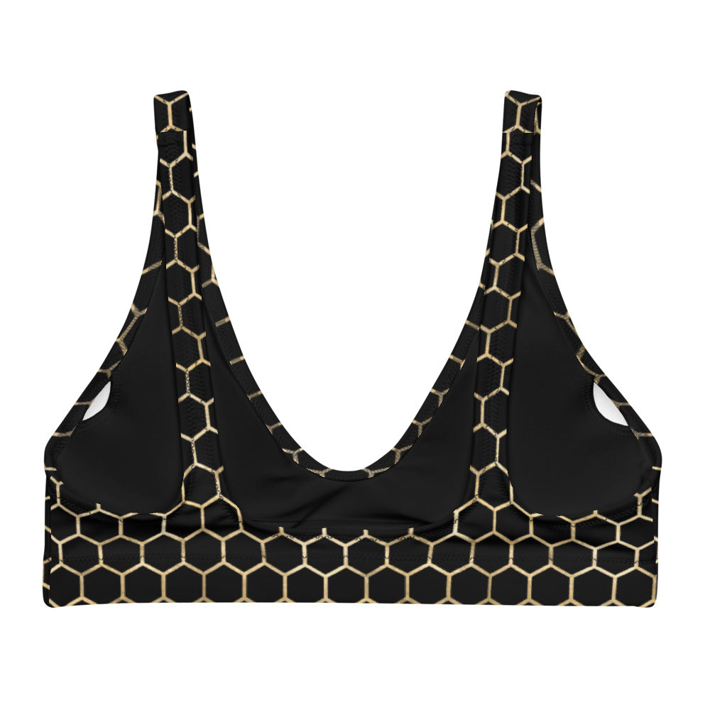 Black and Gold Honeycomb Eco Friendly Bikini Top