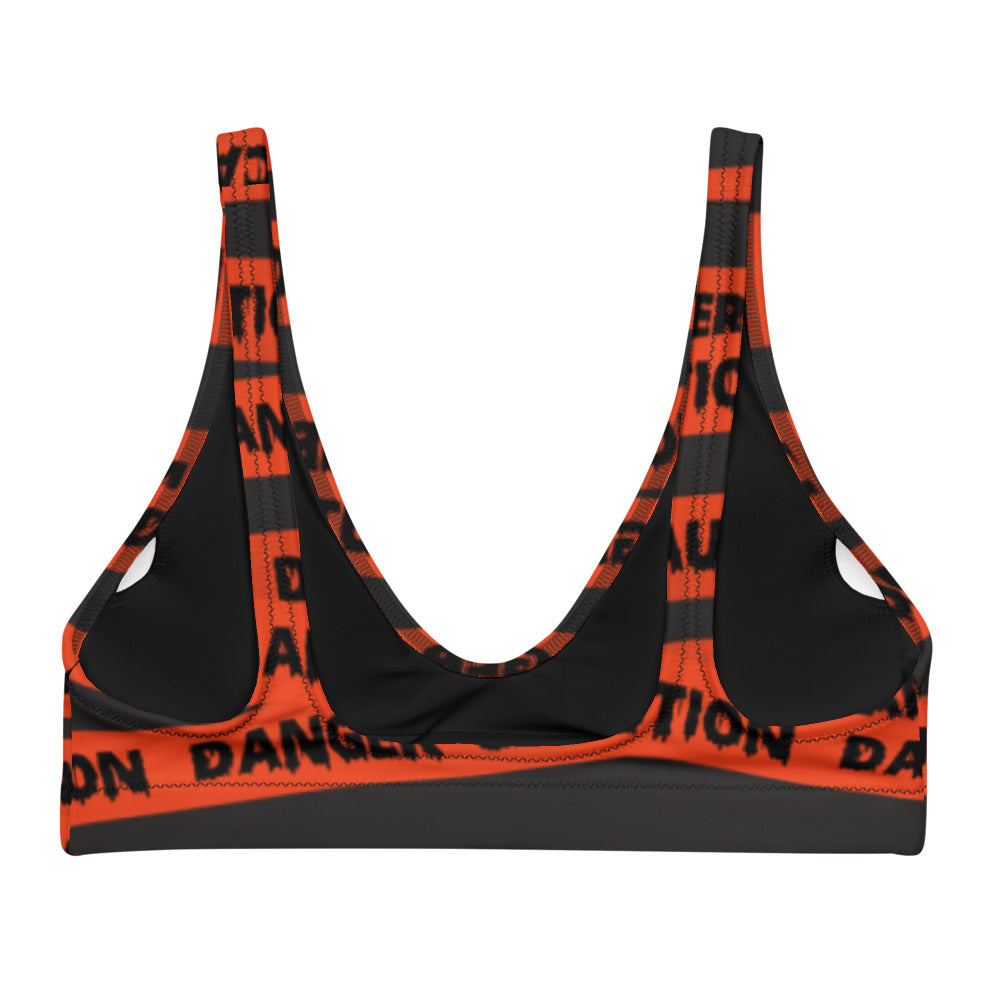 Orange Caution Tape Recycled padded bikini top