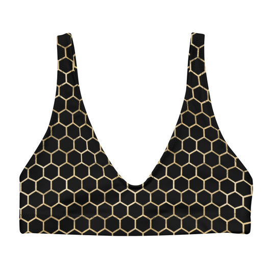 Black and Gold Honeycomb Eco Friendly Bikini Top