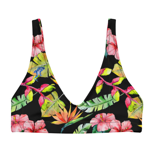 Tropical Rainforest with Frogs - Recycled high-waisted bikini- Top Only