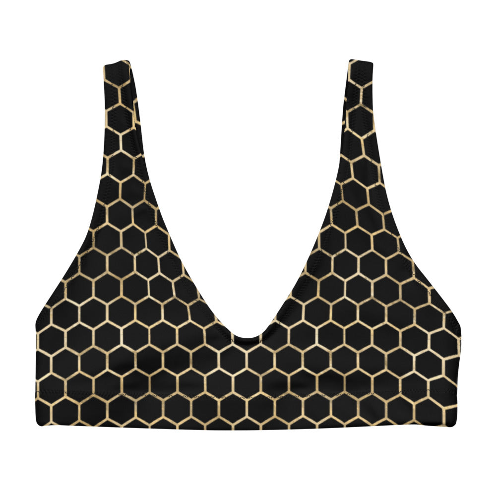 Black and Gold Honeycomb Eco Friendly Bikini Top