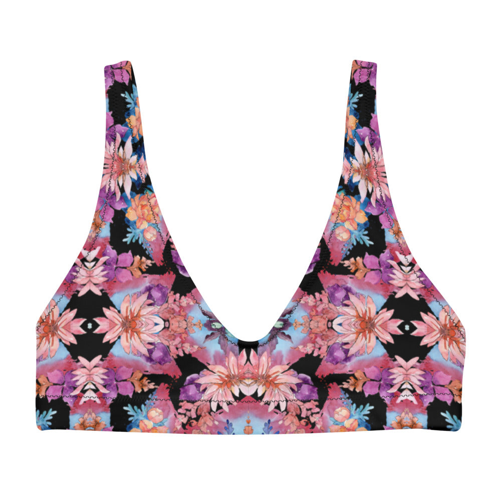 Cactus Flower Kaleidoscope Recycled Padded Bikini (top only)