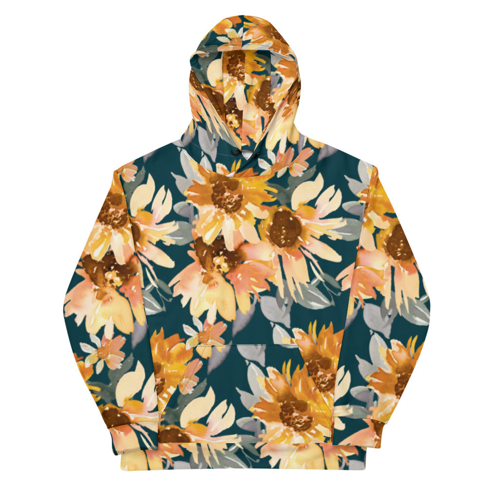 Sunflower Print Unisex Hoodie