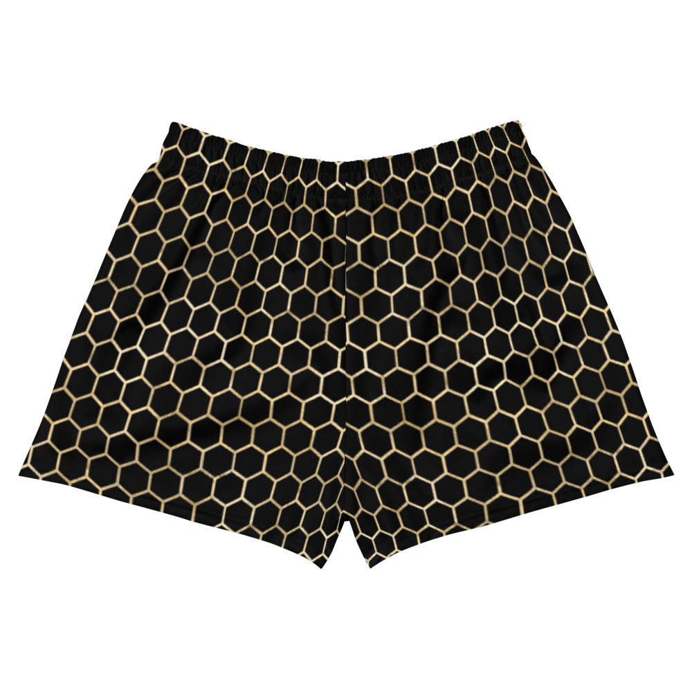 Black and Gold Honeycomb Swim Shorts - short length