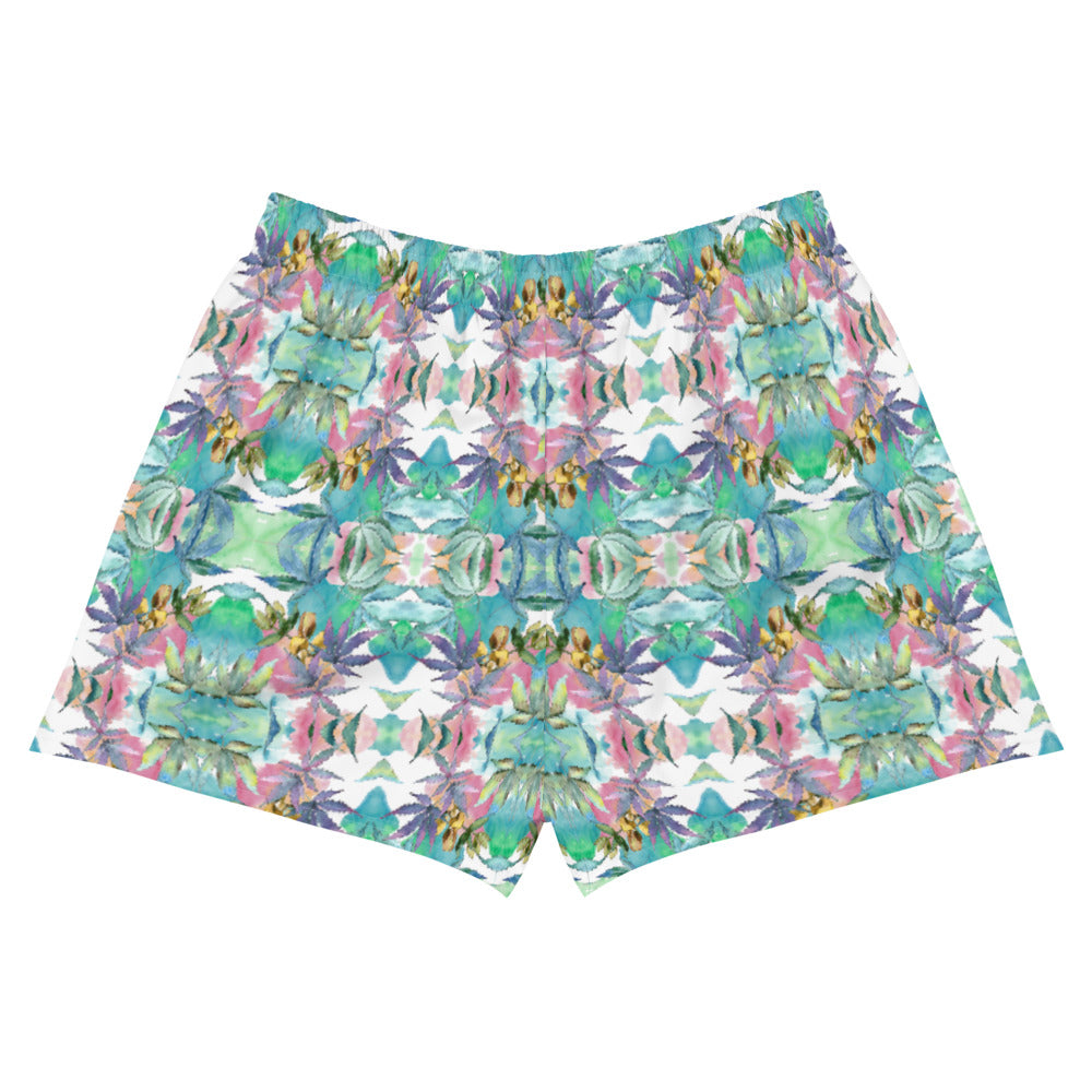 Watercolor Cannabis Leaf Swim Shorts (short length)