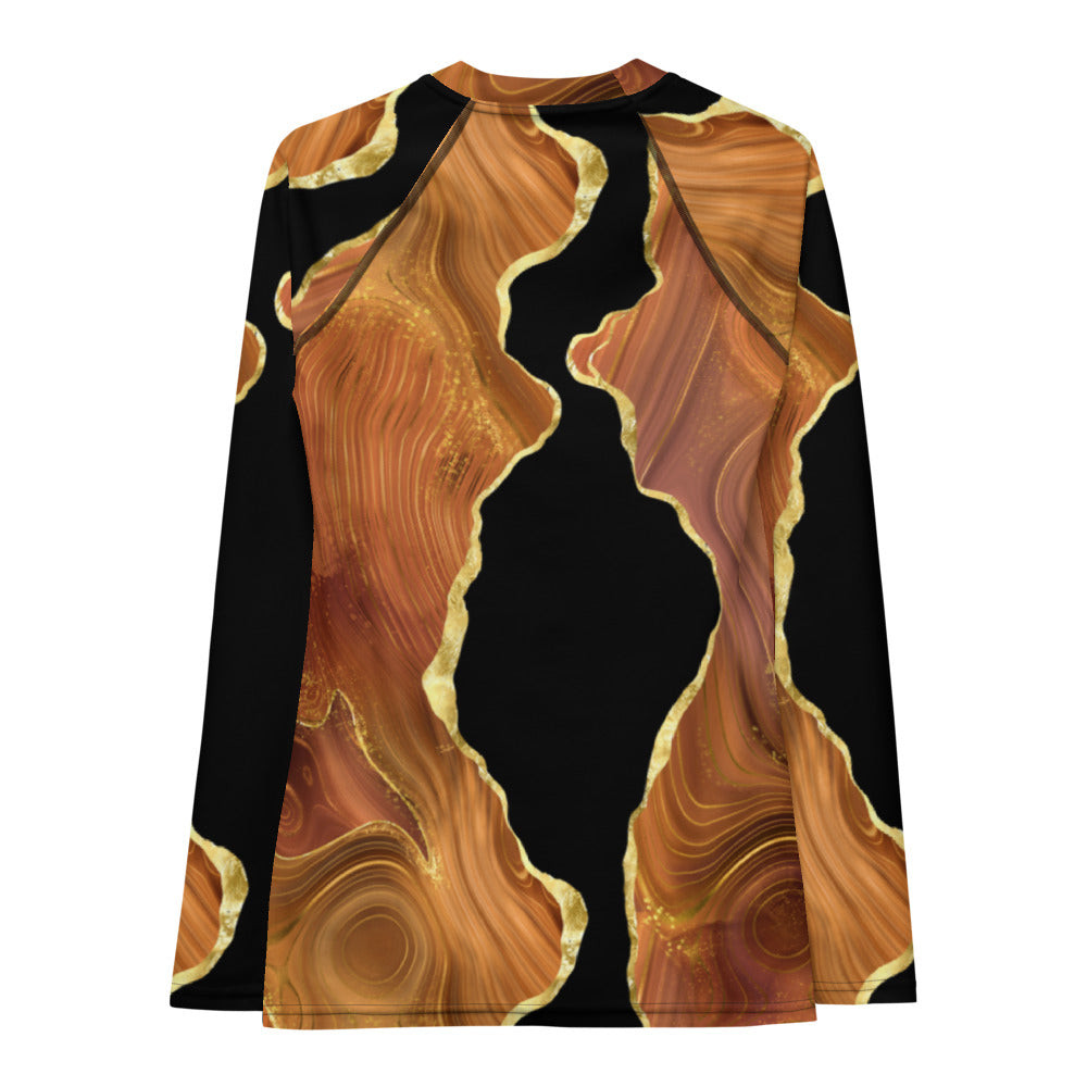 Women's Rash Guard - Black x Brown Agate