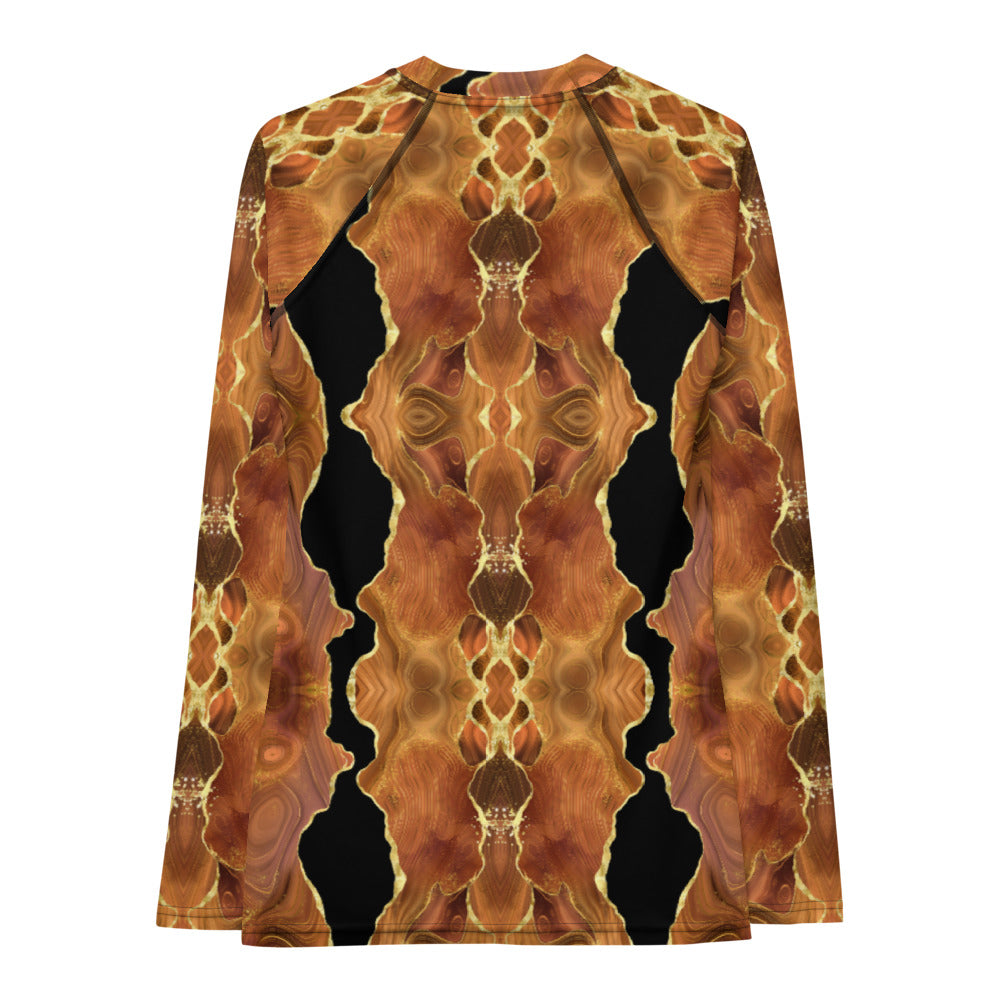 Women's Rash Guard - Black x Brown Agate (kaleidoscope)