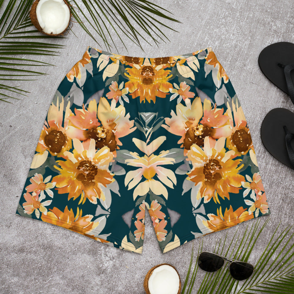Sunflower Print - Long Swim Shorts
