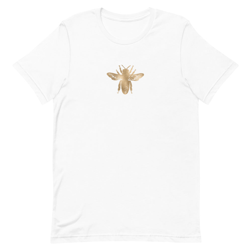 Gold Bee Short-Sleeve Unisex T-Shirt - White or Tan