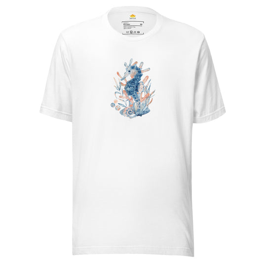 Sea Life - Seahorse Print Short Sleeve T-Shirt (White)