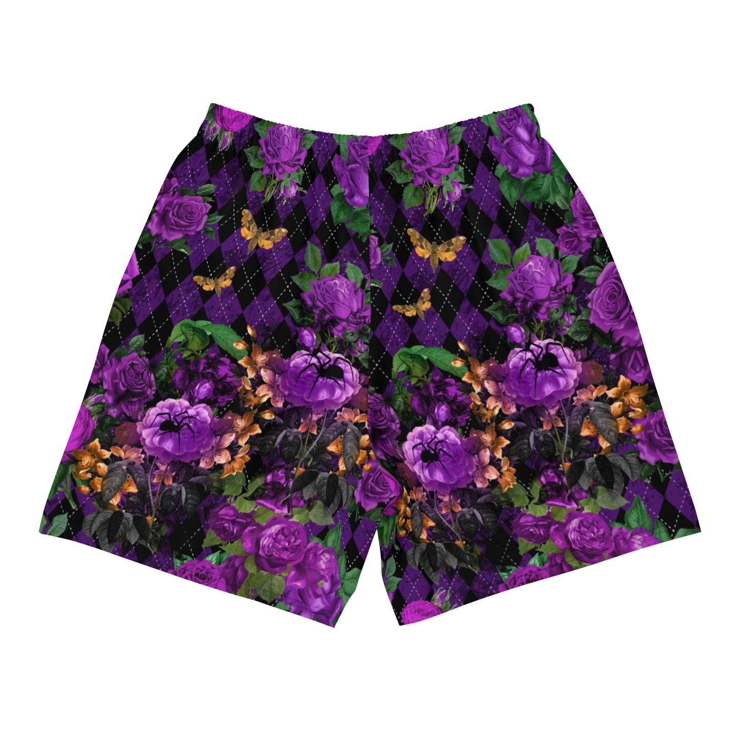 Purple Rose with Spider - Long Swim Shorts