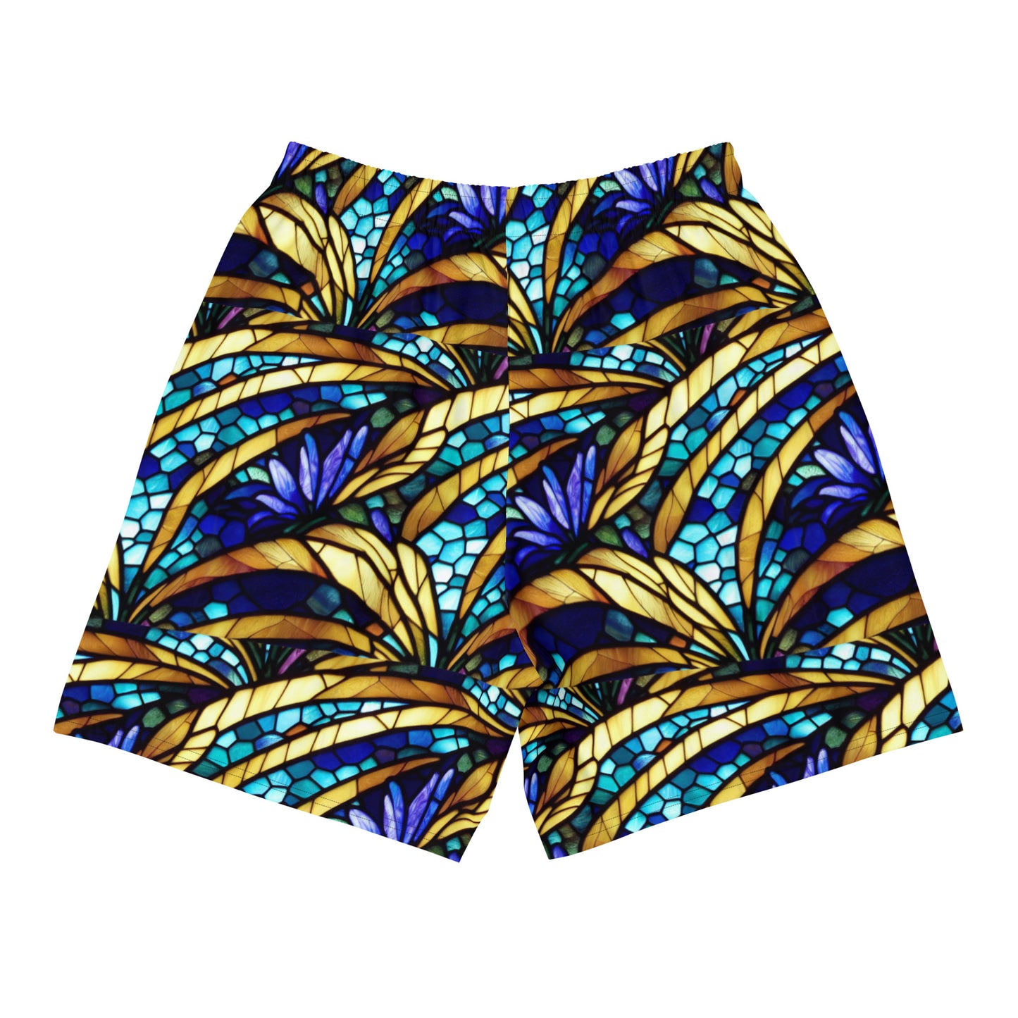 Blue and Gold Sea Glass Long Board Shorts