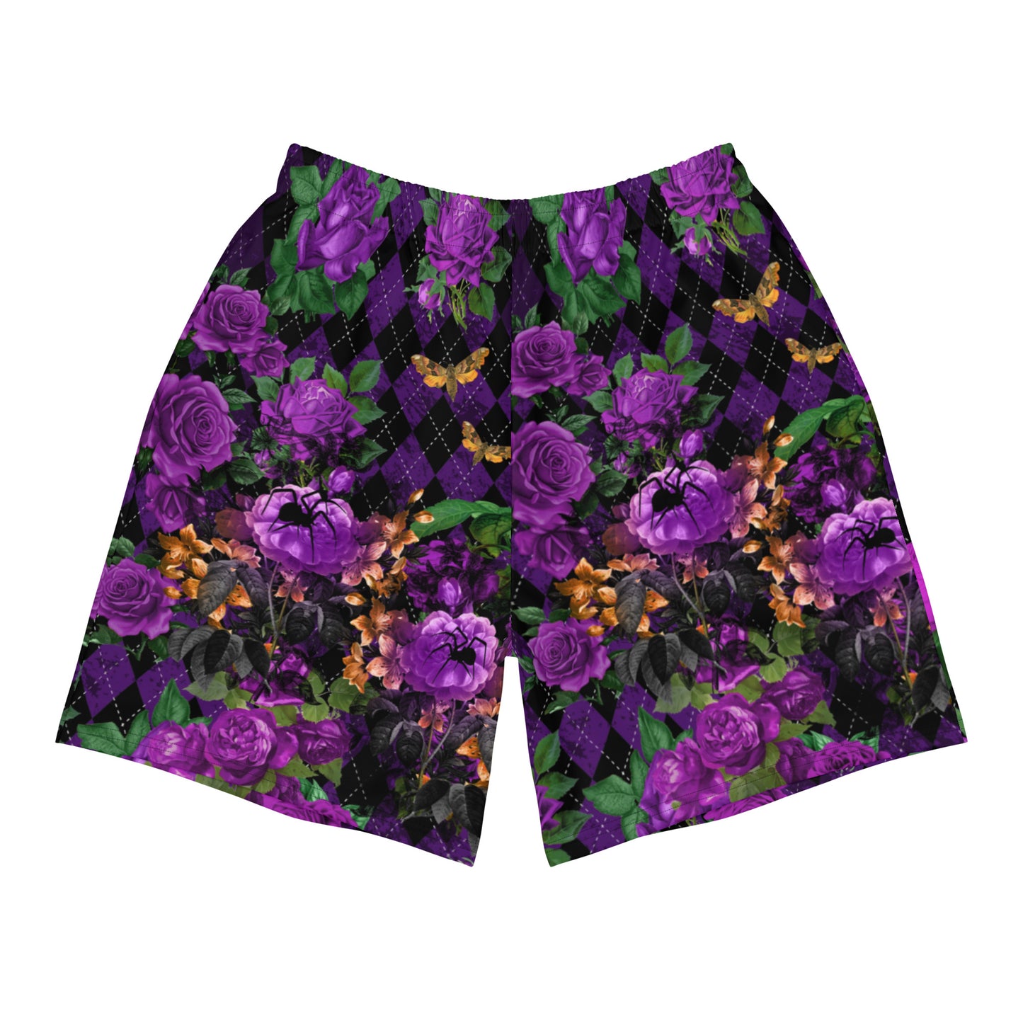 Purple Rose with Spider - Long Swim Shorts