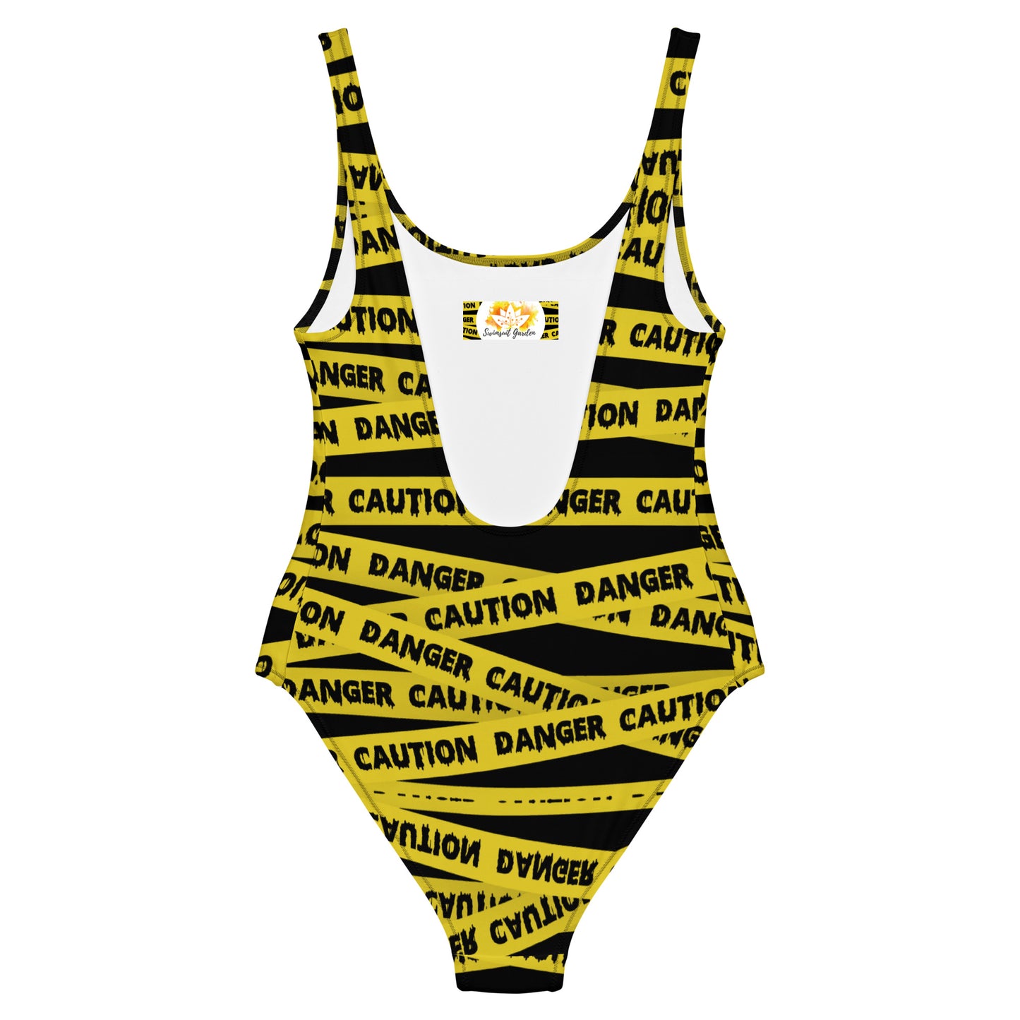 Caution Tape Print One-Piece Swimsuit