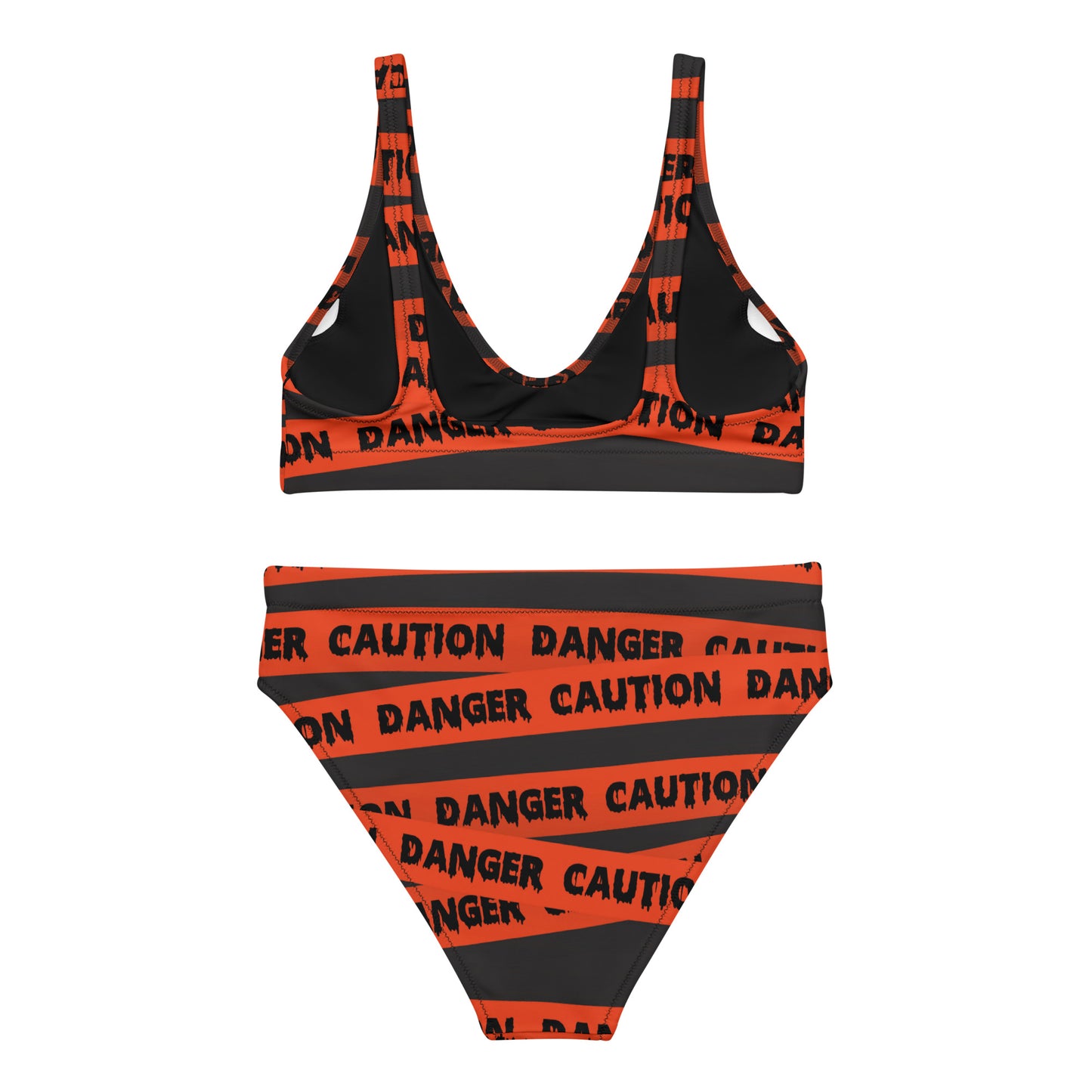 Orange Caution Tape - Recycled high-waisted bikini